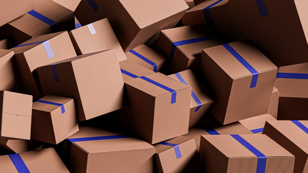 packing and shipping materials set up a shipping station
