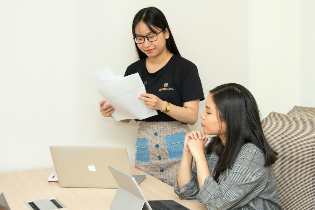 businesswoman having a meeting small business audit checklist