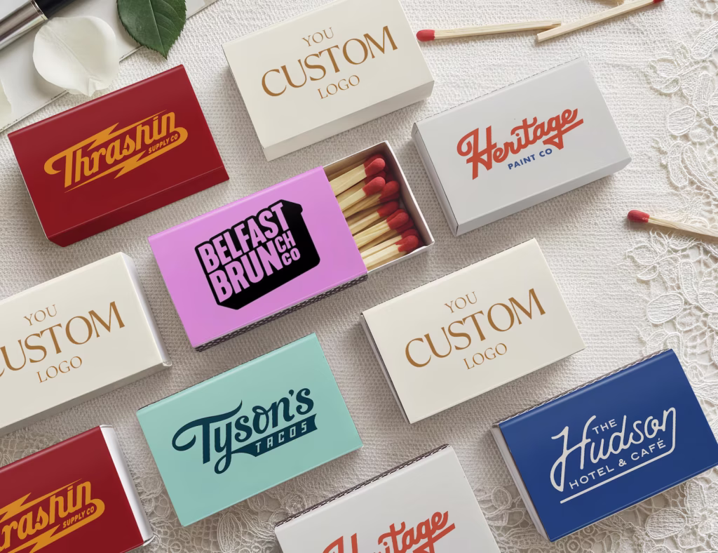 Custom Logo Matchboxes branded merchandise ideas for small business
