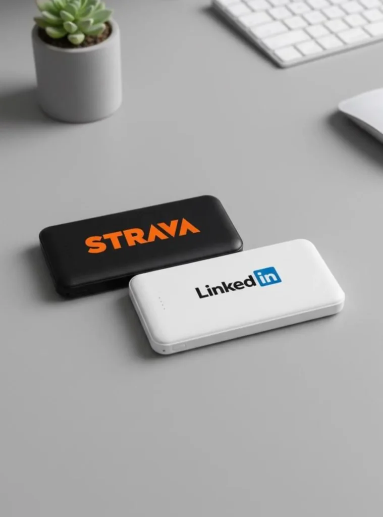 Custom Powerbank with Company Logo branded merchandise ideas for small business