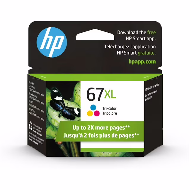 HP 67XL High Yield Tri-color Original Ink Cartridge, office supplies to buy in bulk for small businesses