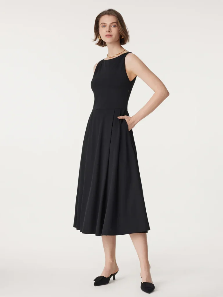 Boatneck Bamboo Ponte Bra Midi Dress with Pockets https://oglmove.com/products/success-boatneck-midi-ponte-dress-with-pockets?variant=47812788682998