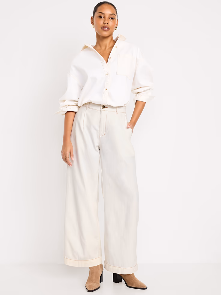 business casual outfits for women High-Waisted Taylor Trouser Wide-Leg Pants