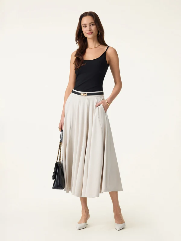 Lyocell Blend Volume Skirt with Pockets business casual outfits for women