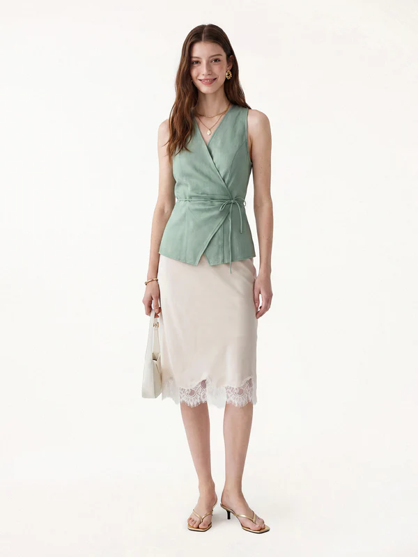 Wrap Top with Self-Tie business casual outfits for women