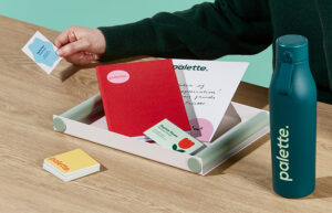 beautiful marketing materials - handing over merch