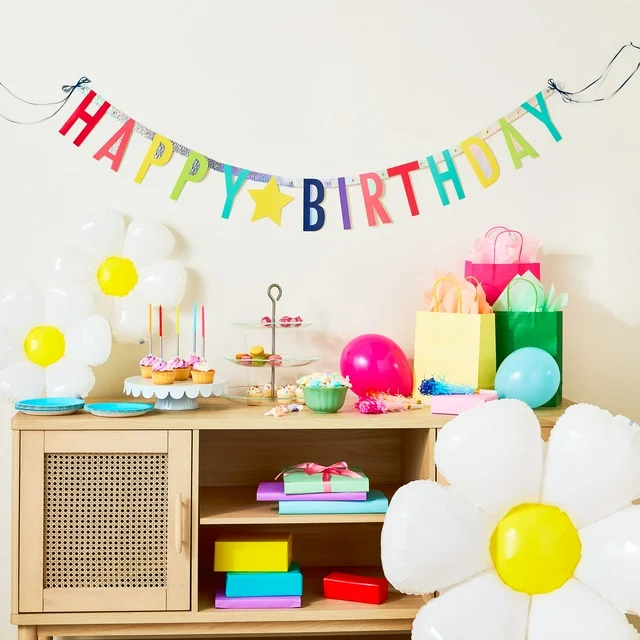 Multi-Color Happy Birthday Paper Party Banner workplace party supplies