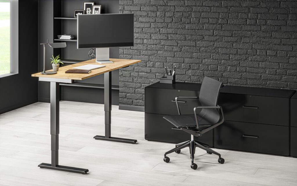 standing desk clean office decluttering system