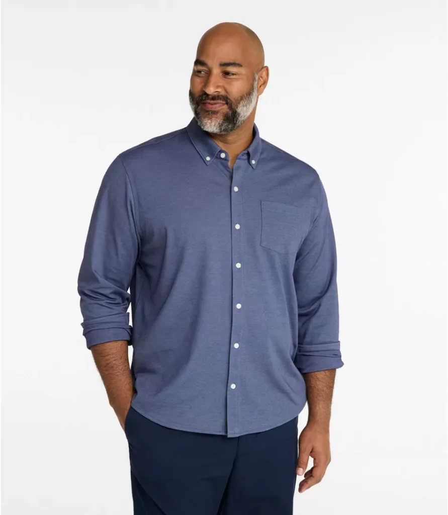 Men's Comfort Stretch Performance® Button-Front Knit Shirt what to wear to a job interview 2026