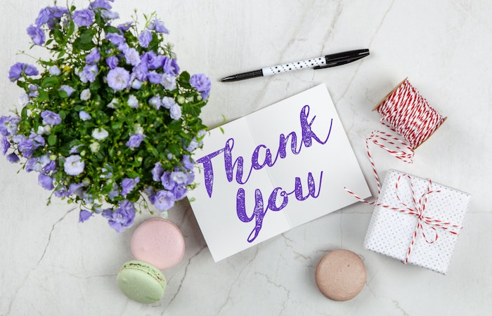 Purple Petaled Flower and Thank You Card - thank you gifts for employees