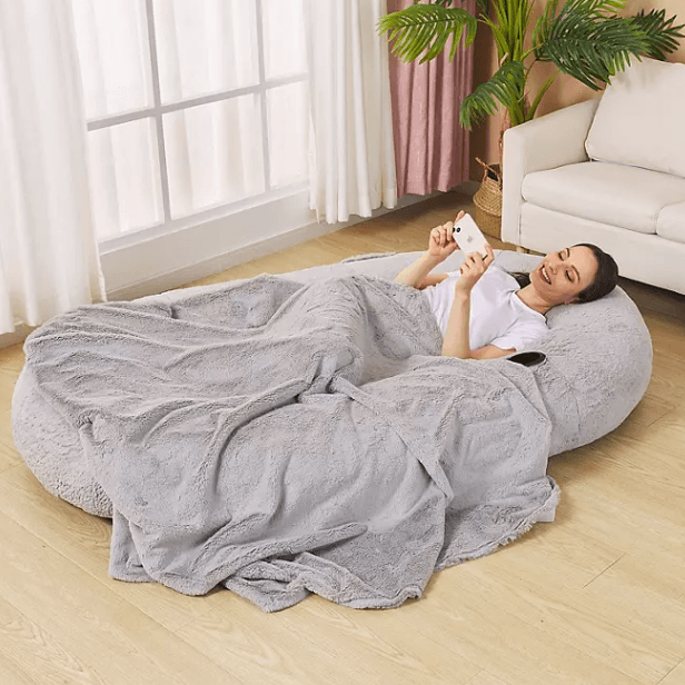 large plush human dog bed