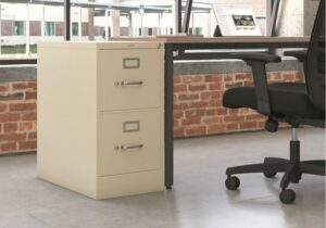 HON H312.P.L 310 Series 15 in. x 26.5 in. x 29 in. Vertical File with 2 Letter-Sized Drawers - Putty workplace furniture