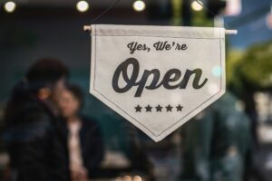 small business month deals - we're open sign