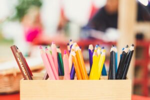 classroom supplies - pencils in organizer